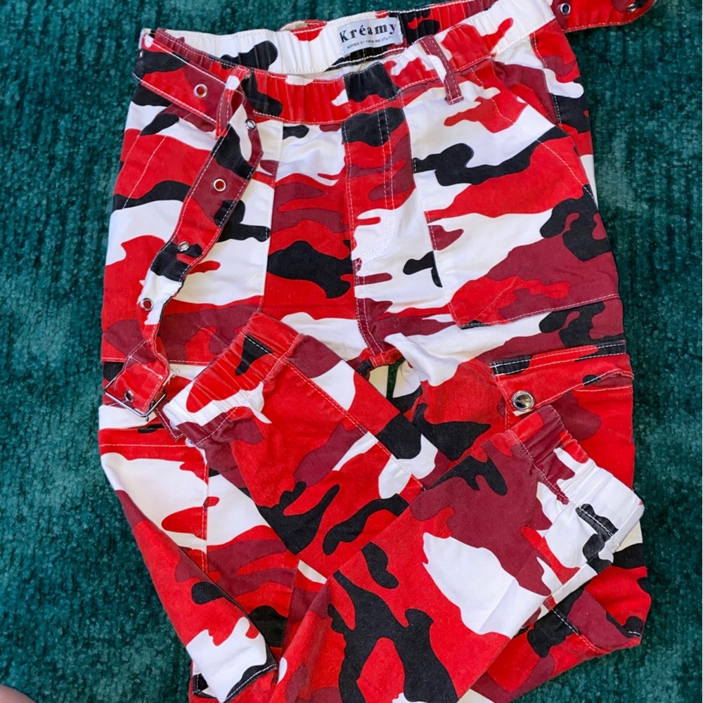 red camo cargo pants